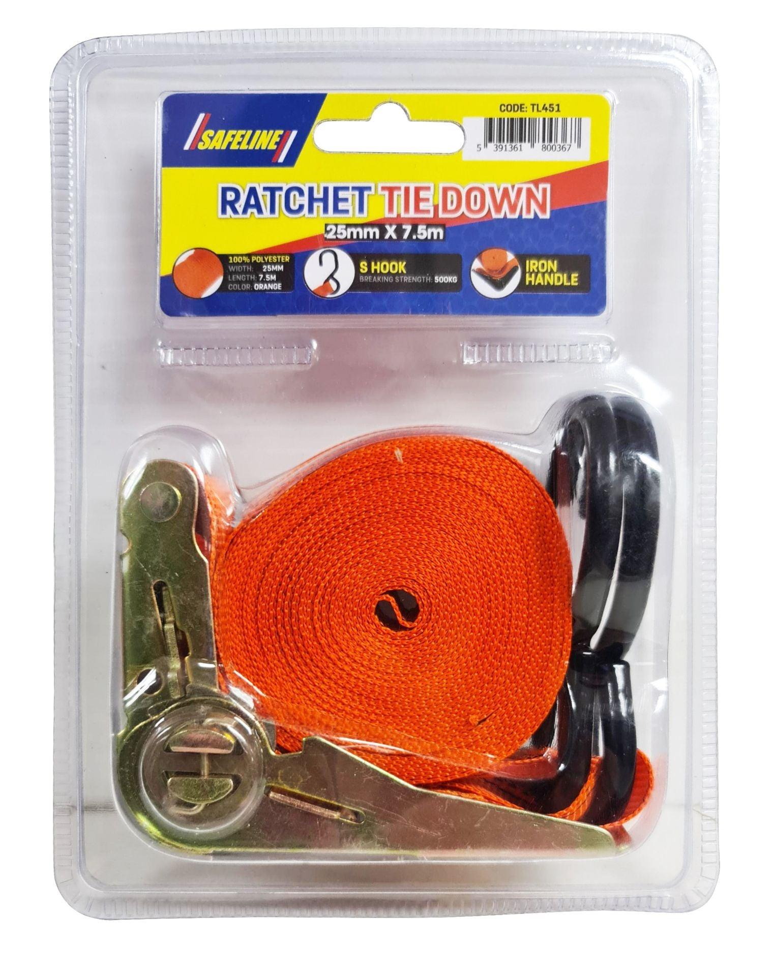 SAFELINE 25mm X 7.5m x 500kg RATCHET STRAP Monaghan Hire