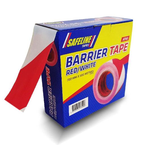 Safeline 500 Metres Long Red /White Warning Tape AT43