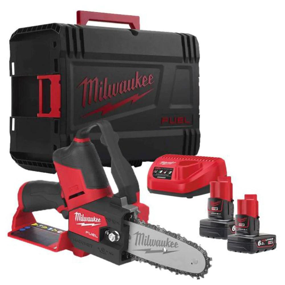 Milwaukee M12 FHS-602X 12V 6" FUEL Hatchet Pruning Saw With 2 x 6.0Ah Battery & Charger 4933472213 Monaghan Hire