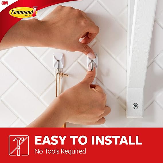 Command Small Wire, White, Value Pack of 9 Hooks and 12 Adhesive Strips