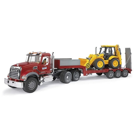 Bruder Mack Granite Truck with Low Loader & JCB Digger