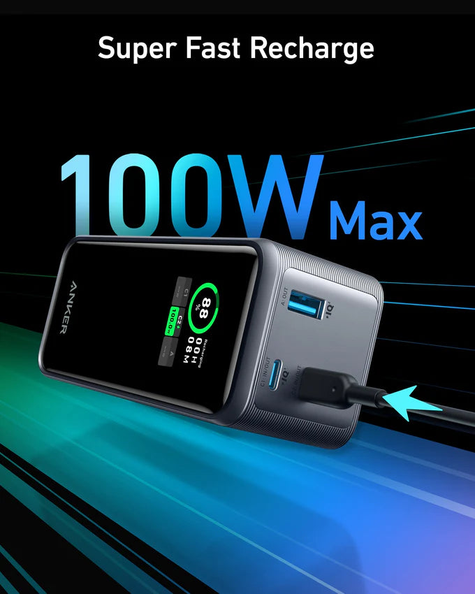 Anker Prime Power Bank 20,000mAh, 200W, W Smart Display 100W Type C cable included A1336011