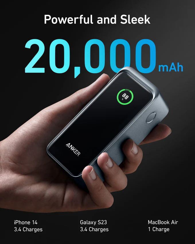 Anker Prime Power Bank 20,000mAh, 200W, W Smart Display 100W Type C cable included A1336011
