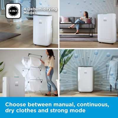 Black & Decker 20L Smart Dehumidifier - 20L - White