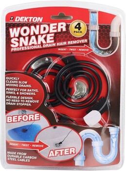 Dekton 4Pce Wonder Snake Set Drain Hair Remover