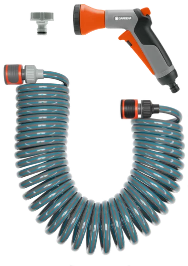 Spiral hose set 10 m, complete with impulse spray and system parts