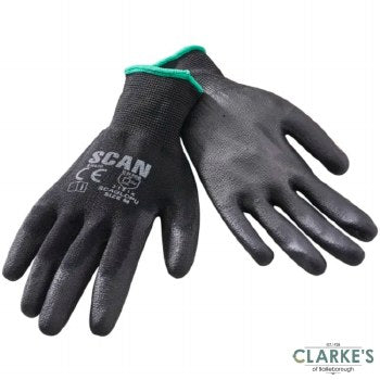 SCAN Black PU Coated Gloves Pack of 5 | XMS25GLDIP5