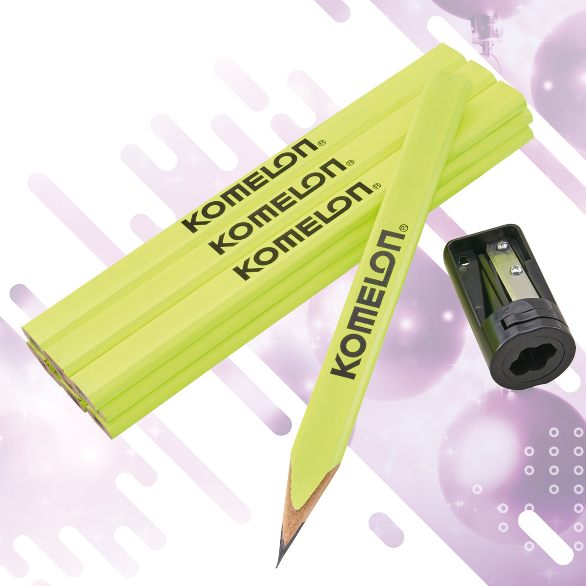 KOMELON CARPENTERS PENCILS & SHARPENER SET XMS26PENCILS