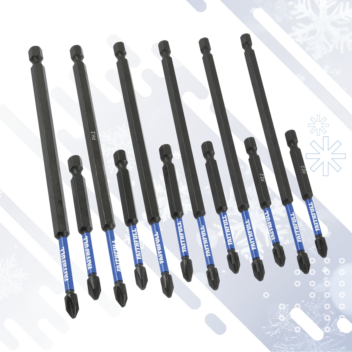 FAITHFULL 12 PIECE IMPACT SCREWDRIVER BIT SET XMS26SBIT12