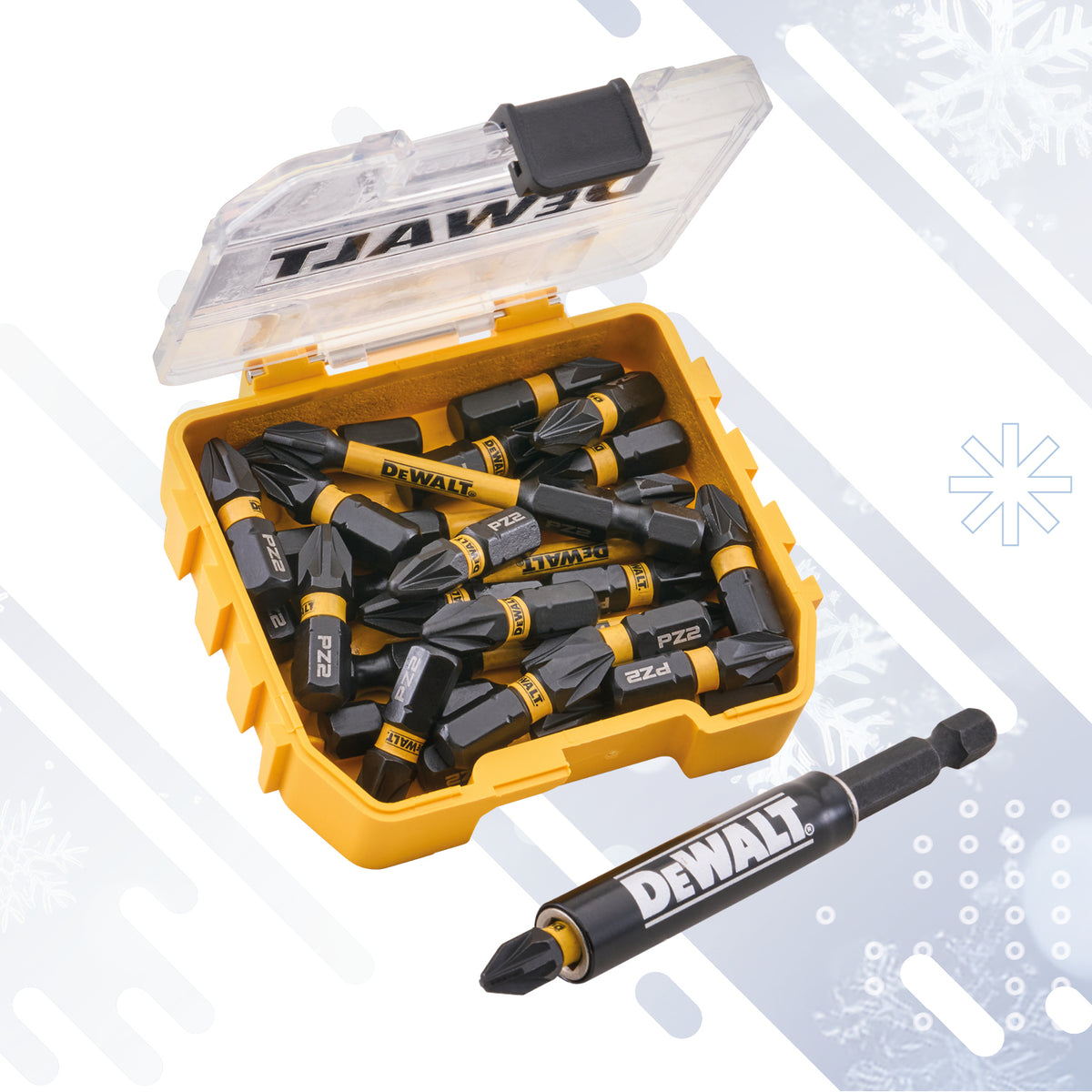 DEWALT 25 PIECE PZ2 BIT SET WITH MAG ADAPTOR XMS26TICTAC