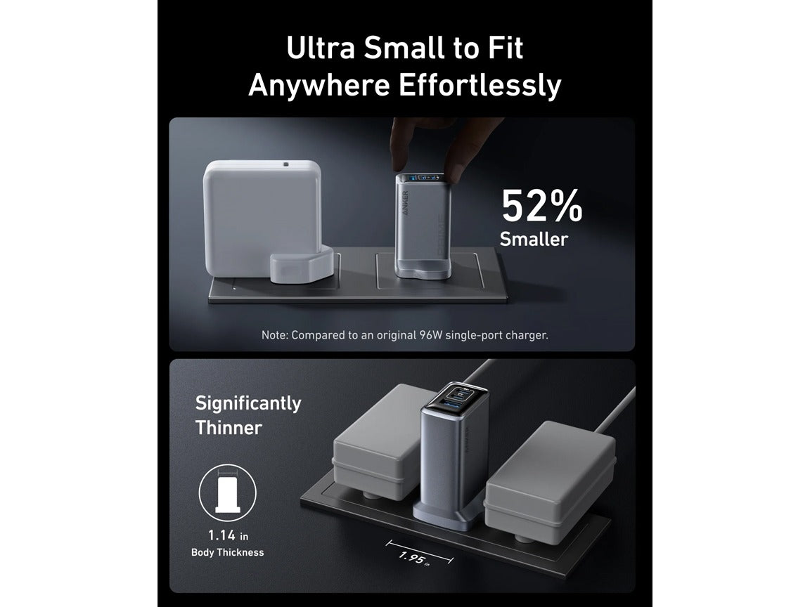 Anker 100W USB-C/USB-A 3-Port GaN Prime Wall Charger - Grey - A2688241