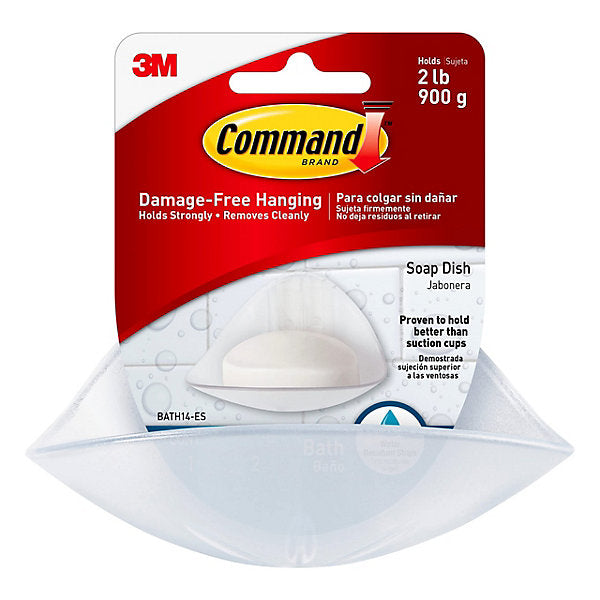 Command 3M Bathroom Soap Dish Large 900g Holding Power - Frosted 3MBATH14-ES
