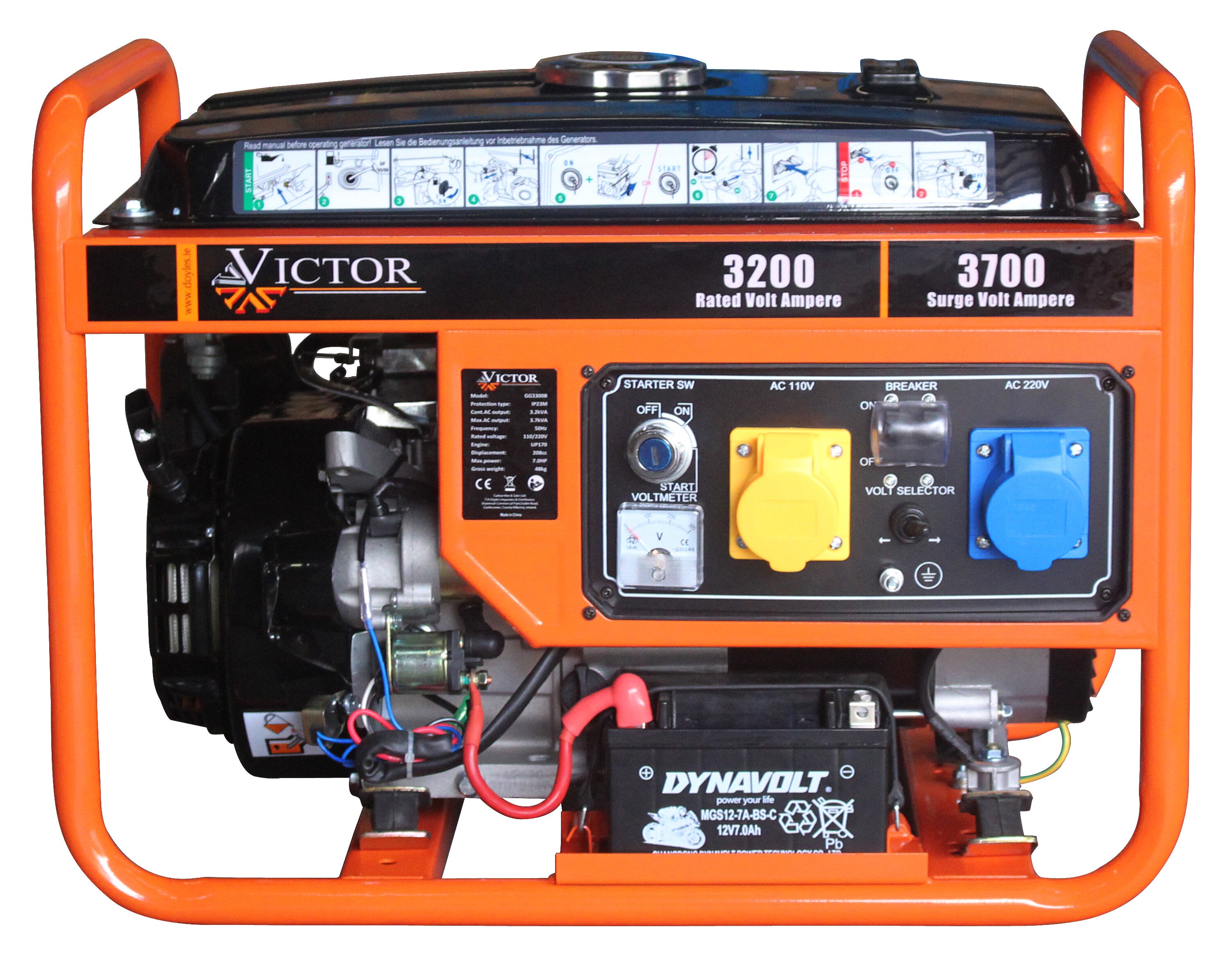 Victor Petrol Generator 3.7KVA UP170 208cc AVR