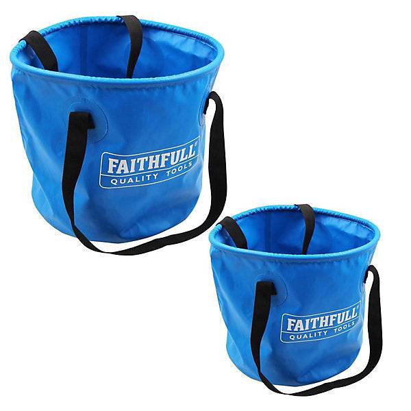 Faithfull Waterproof Collapsible Buckets 20L and 12L Plumbers Drain Down Buckets XMS25BUCKET