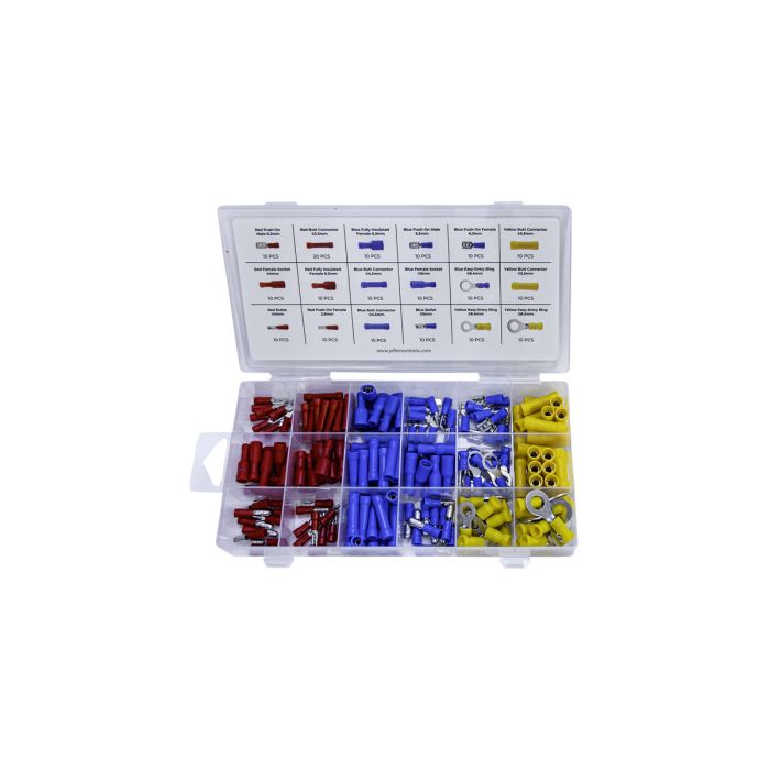 Jefferson 200pc Blue, Red And Yellow Crimp Terminal Assortment