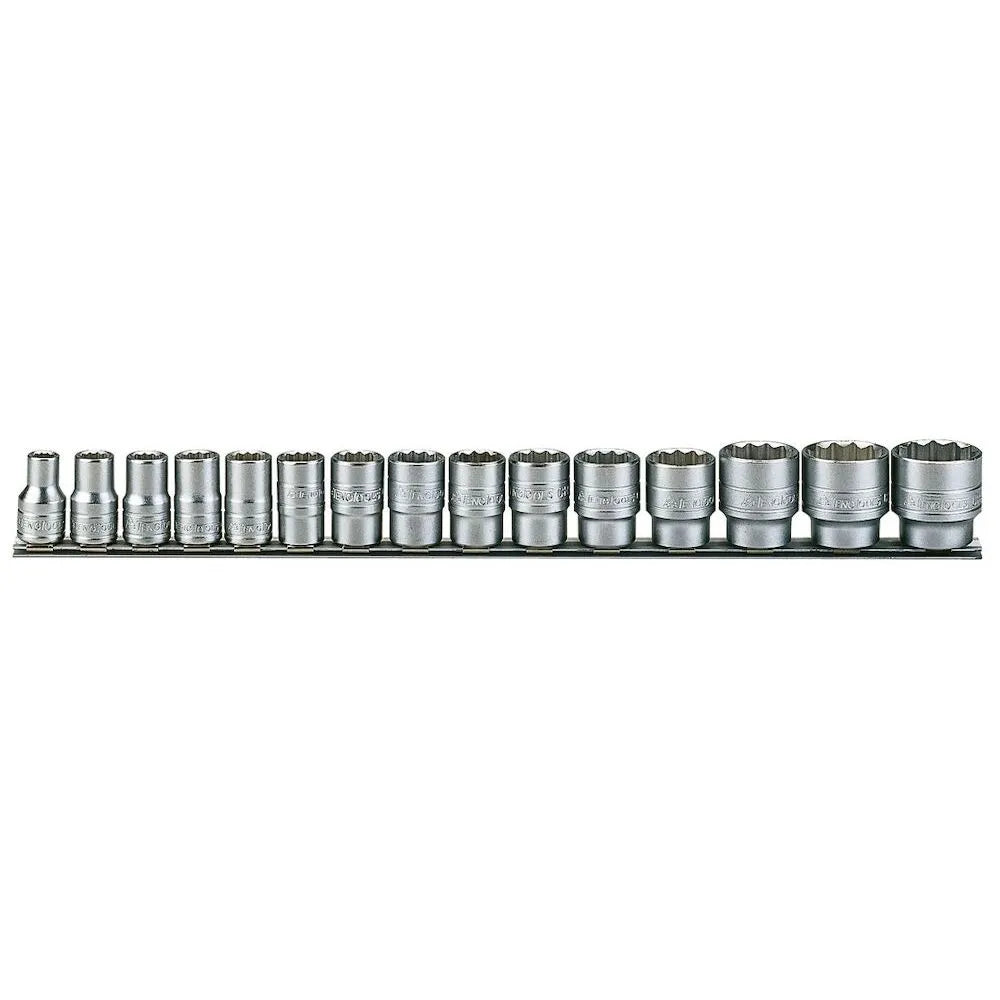 Teng Tools 1/2" Socket Clip Rail Set 12 Pt 15 Pieces M1215MM