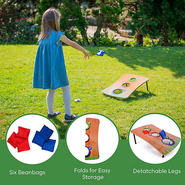 MY Wooden Foldable Bean Bag Toss Garden Game Includes Bean Bags 2 Players
