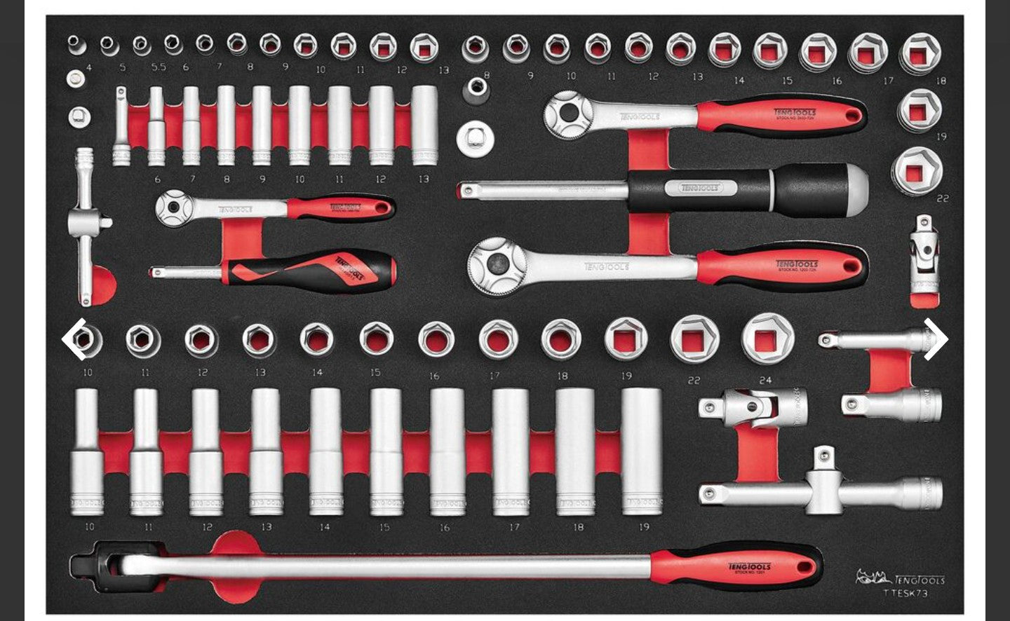 Teng 27″ Classic roller cabinet foam tool kit 217 pieces red TCMME217K