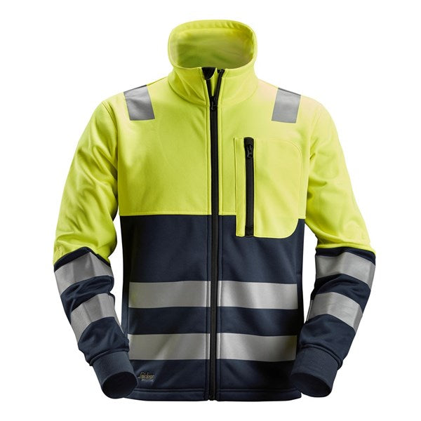 Snickers 8035 AllroundWork High-Vis Full Zip Class 2 Jacket (6695 High Vis Yellow / Navy) Monaghan Hire