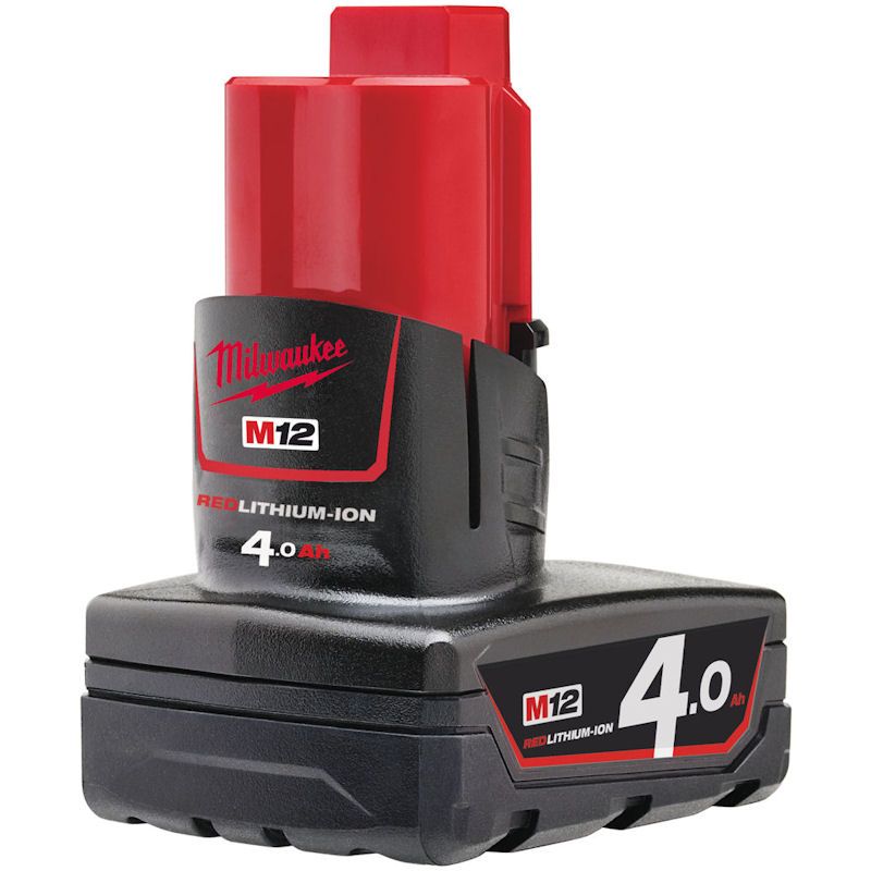MILWAUKEE M12B4 M12 4.0AH RED LITHIUM-ION BATTERY Monaghan Hire