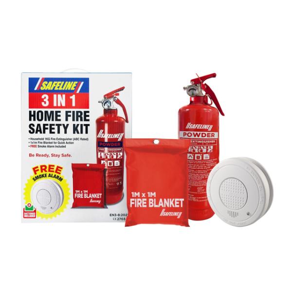 Safeline Fire Blanket / Extinguisher / Smoke Alar 3 Piece Pack