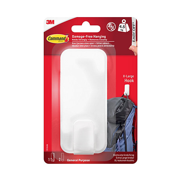 3M Command Extra large White Utility Adhesive hook (Holds)4.5kg