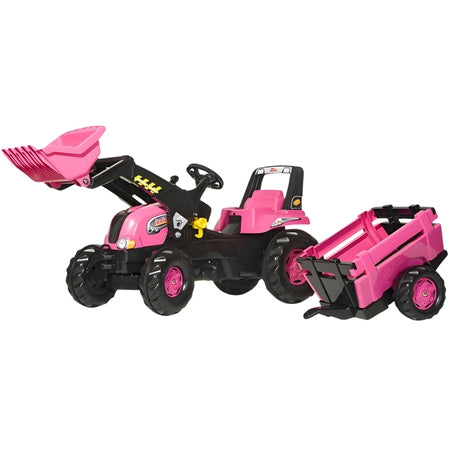 Rolly Junior Pink Tractor with Loader and Trailer