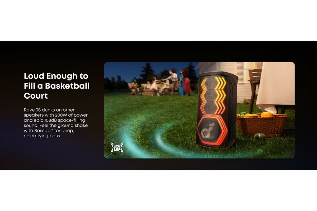 Soundcore Rave 3s Bluetooth Speaker, Karaoke Party Speaker 200w Black A31A3012