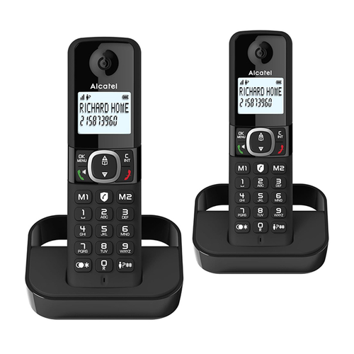 Alcatel F860 Duo Twin Pack Cordless Phones with Call Block | Black