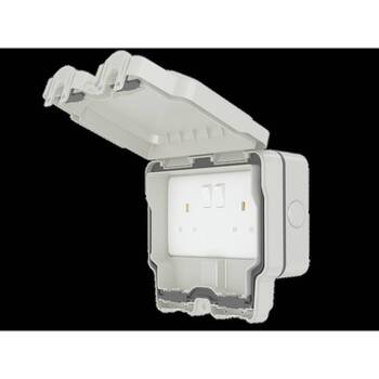 Sasta 2 Gang 13Amp Switched Outdoor Socket IP66