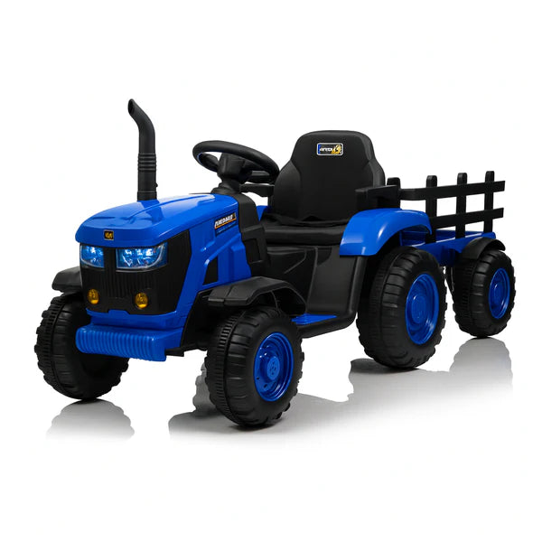 Kids Ride On Electric Tractor and Trailer in Green | 12V