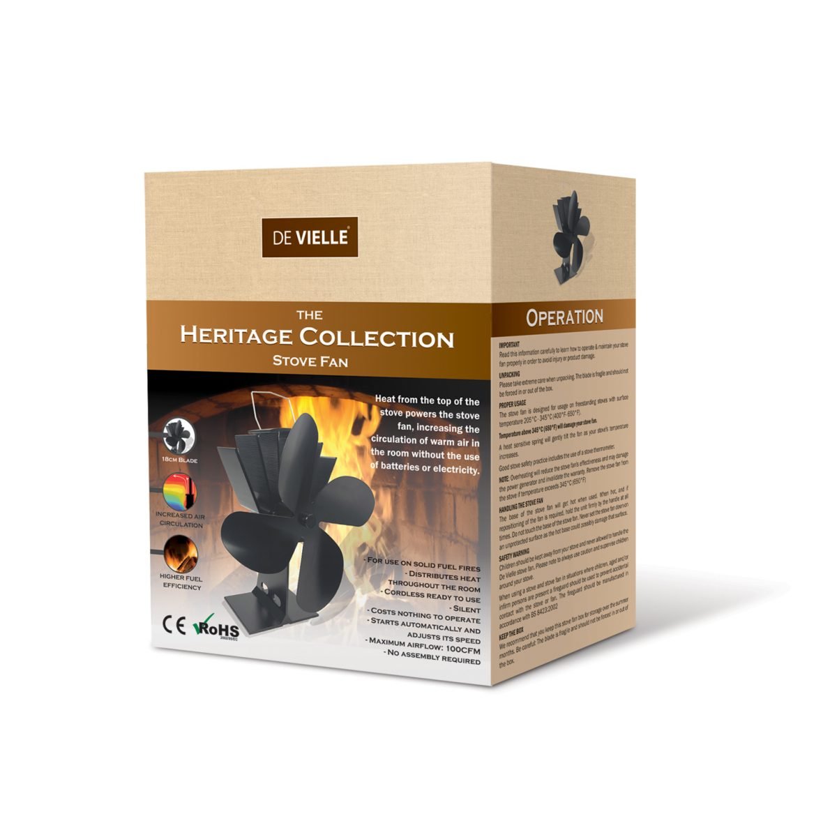 De Vielle Heritage 4 Blade Stove Fan | DEF964323