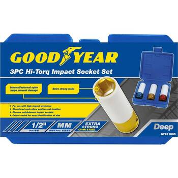 Goodyear 3Pce Hi Torq Impact Socket Set 1/2in