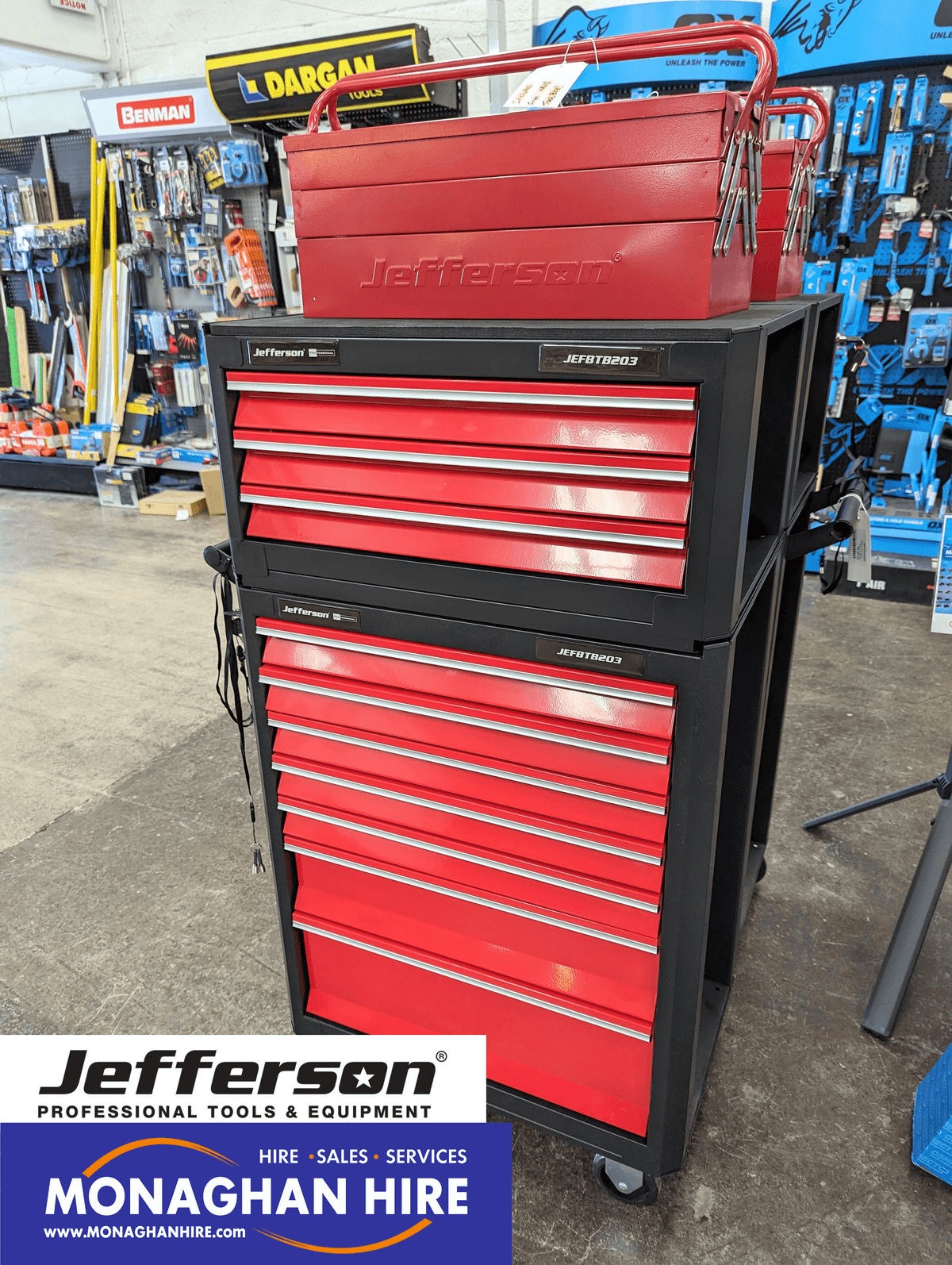 Jefferson 7 + 3 Drawer Professional Tool Chest with 173 Tools (JEFTB203-173TK) Monaghan Hire