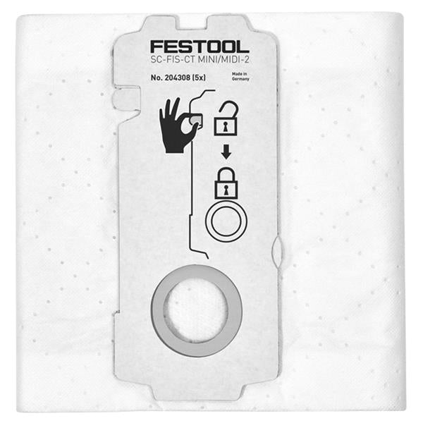 FESTOOL204308 Self Clean Filter Bags for CTL Midi/Mini - 5 Pack