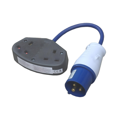Power Fly Lead 16A 240V Plug to 13A 240V 2 Gang Socket