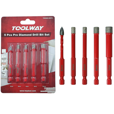 Toolway 5pc Diamond Drill Bit Set