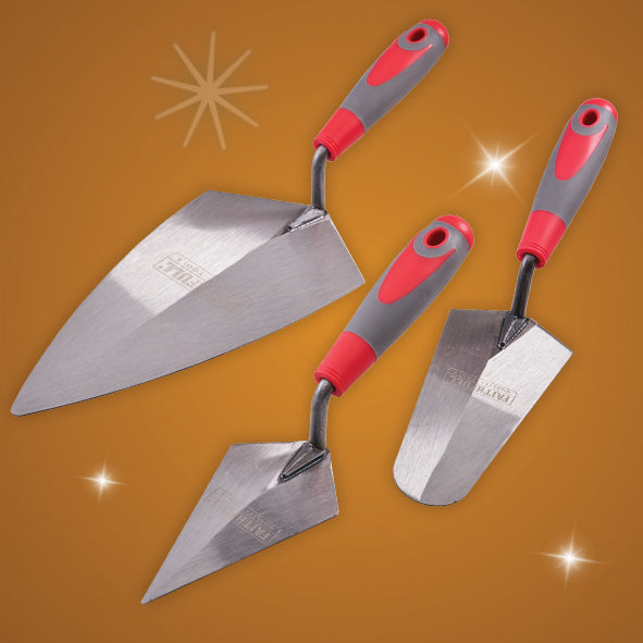 FAITHFULL 3 Piece Trowel Set With Soft Grip Handles XMS24TROWELS