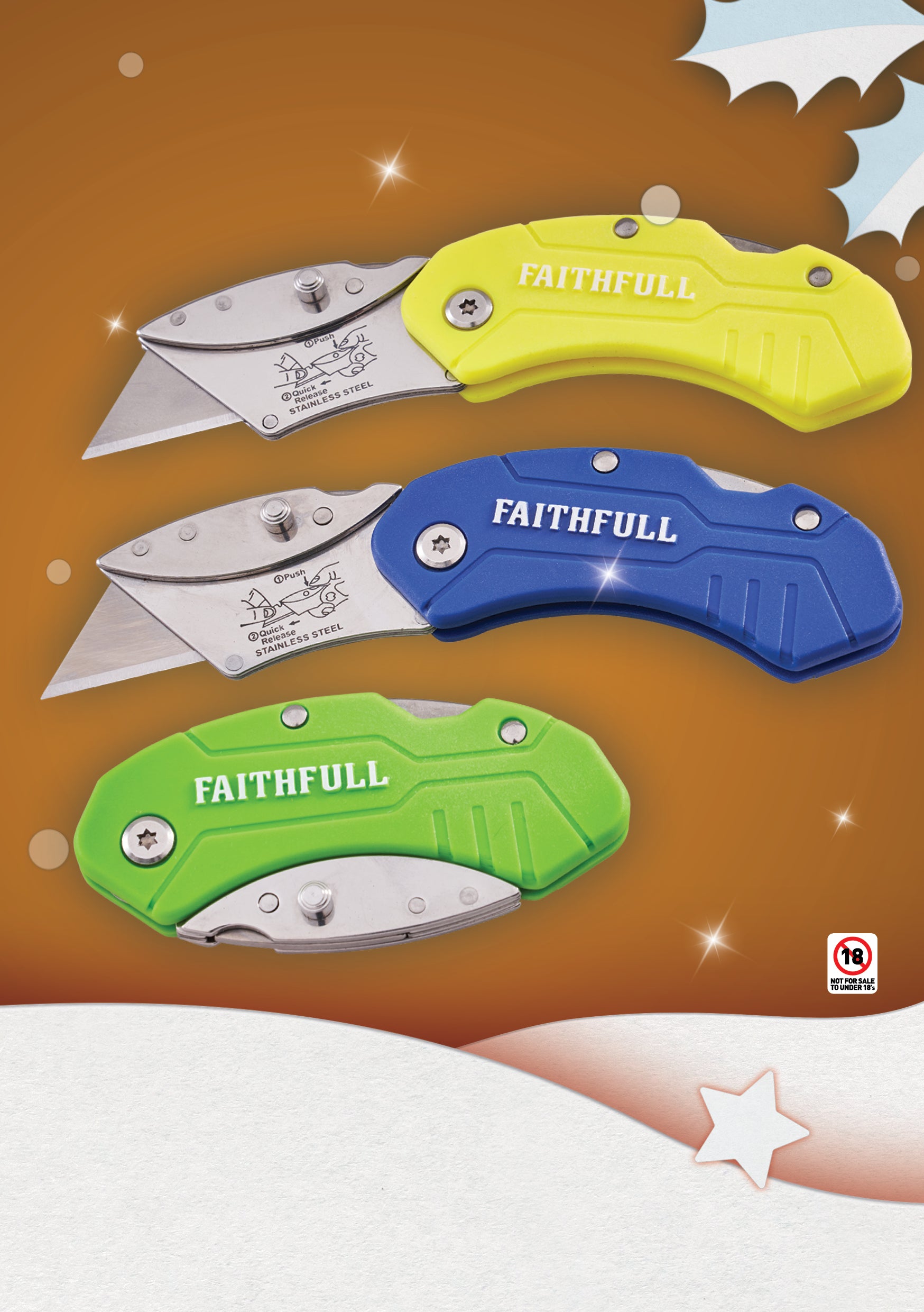 Faithfull Hi-Vis Folding Utility Knife XMS24UTILITY