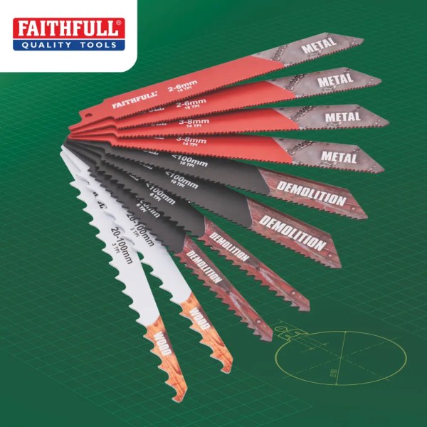 Faithfull 10 Piece Sabre Saw Blade Set XMS25SABRE