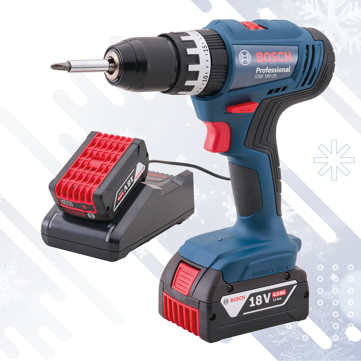BOSCH 18V COMBI DRILL WITH 2 X 4.0AH Li-ION BATTERIES XMS26BCOMBI