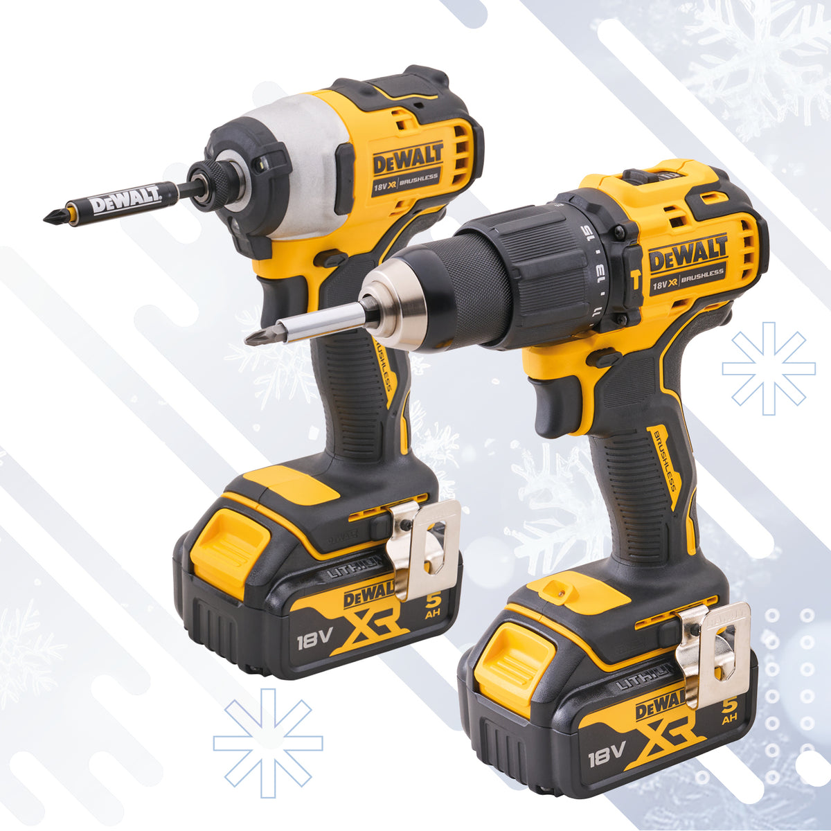 18V COMBI & IMPACT DRILL TWIN PACK WITH 2 X 5AH Li-ION BATTERIES
