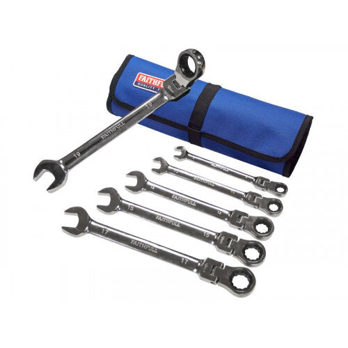 Ratchet Combination Spanner Set in Tool Roll, 6 Piece XMS25SPANNER