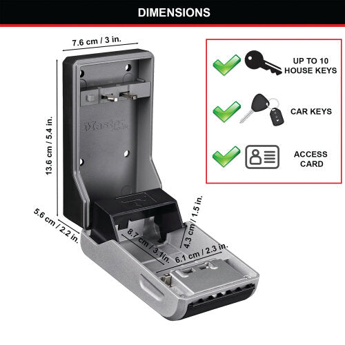 Master Lock Wall Mounted Key Lock Box Black/Grey XMS25KEYSAFE