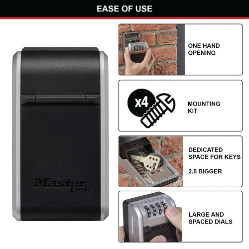 Master Lock Wall Mounted Key Lock Box Black/Grey XMS25KEYSAFE