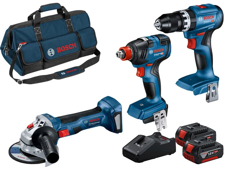 BOSCH GSB 18V-45,GDS 18V-200,GWS 18-7,18V 2x5Ah TRIPLE PACK