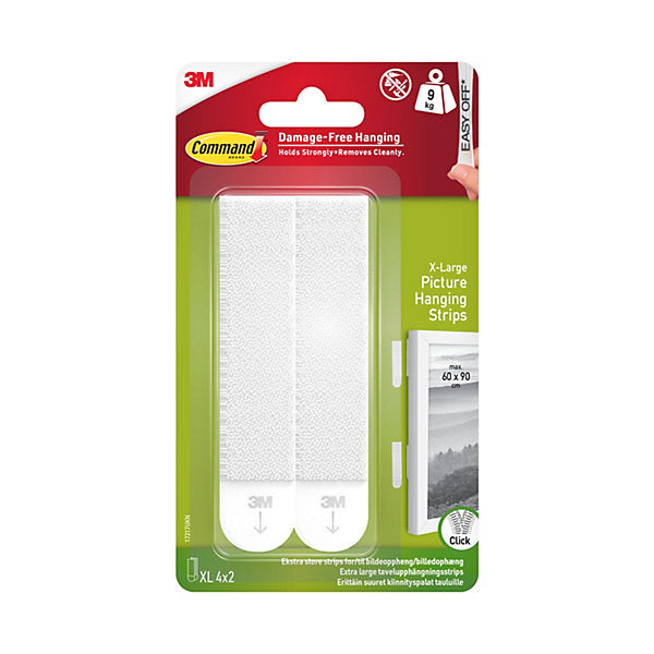 Command Extra large White Picture hanging Adhesive strip (Holds)9kg, 4 Pairs