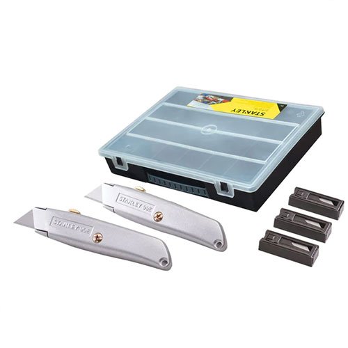 Stanley 99E Trimming Knife Twin Pack With 50 Spare Blades In Organiser
