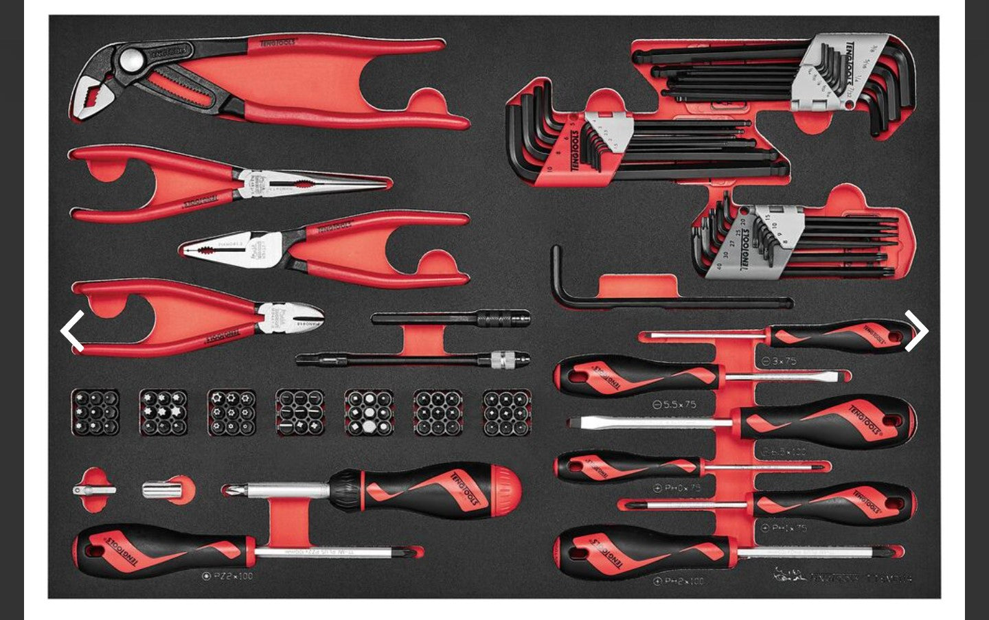 Teng 27″ Classic roller cabinet foam tool kit 217 pieces red TCMME217K