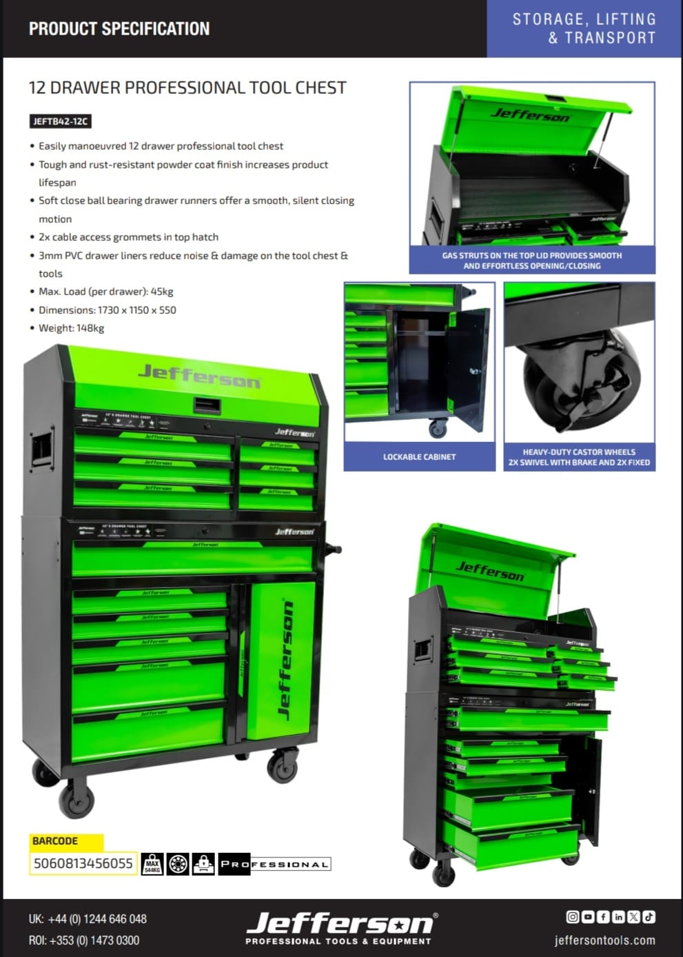 Jefferson 12 Drawer Professional Tool Chest